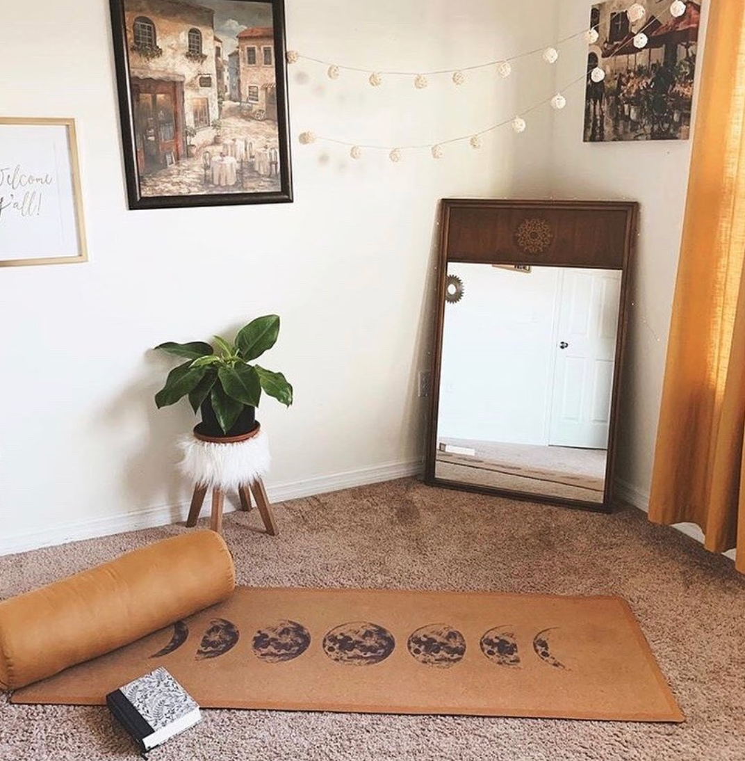 Tapis de yoga en liège très épais avec phases de la lune | 6 mm 