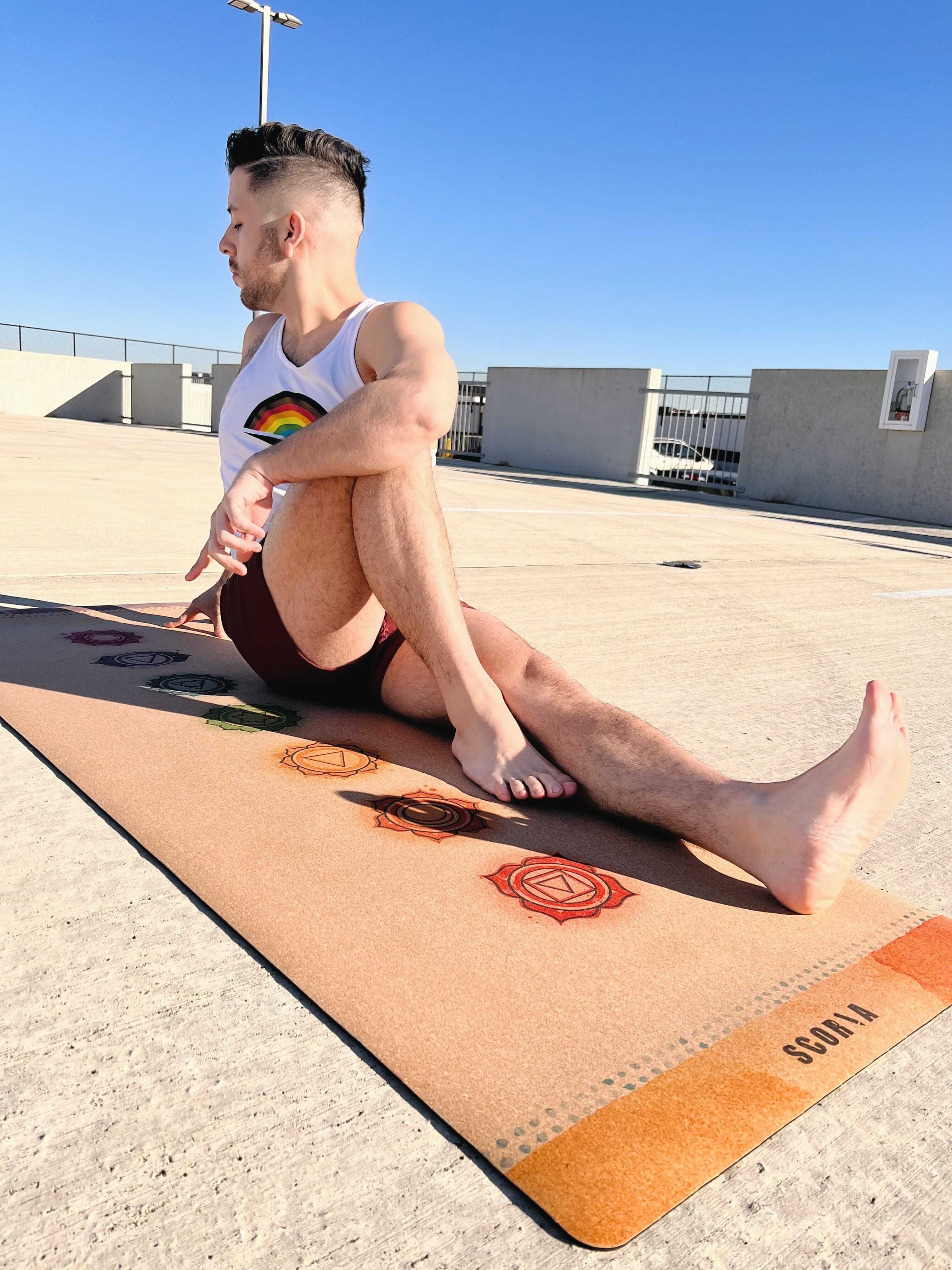 Tapis de yoga en liège pour l'alignement des chakras | 4,5 mm 