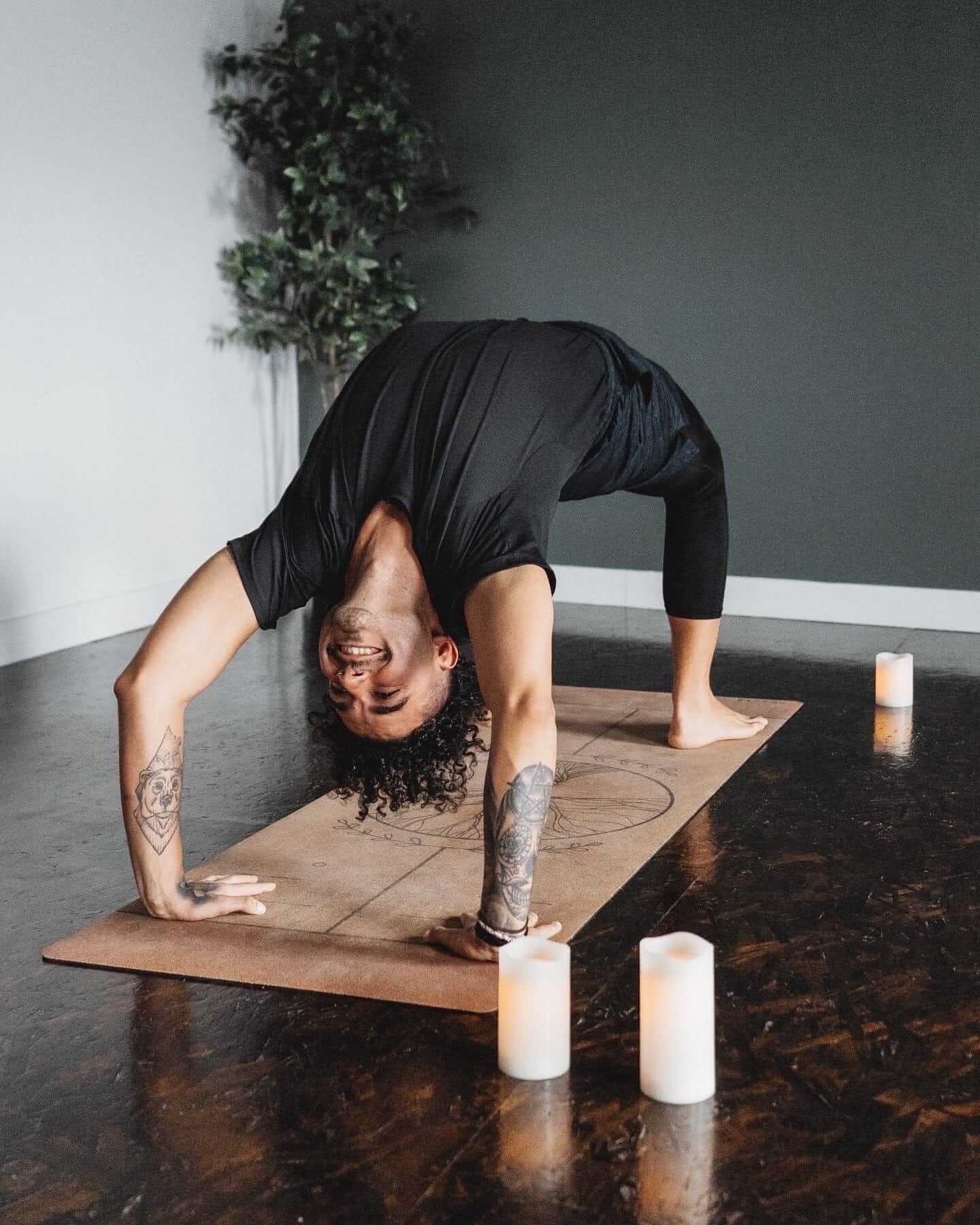 Tapis de yoga en liège avec motif arbre de vie très épais | 6 mm 